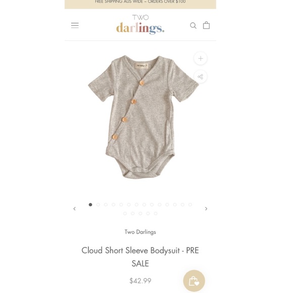 Two Darlings kimono onesie set with bloomers 0-3 - Picture 4 of 6